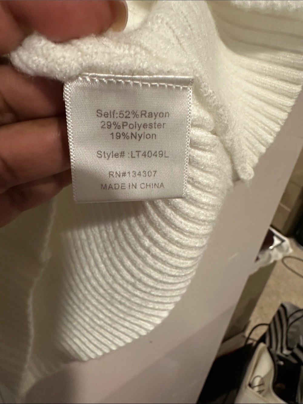 Line & Dot Cream Off-Shoulder Ribbed Sweater - Picture 3 of 5
